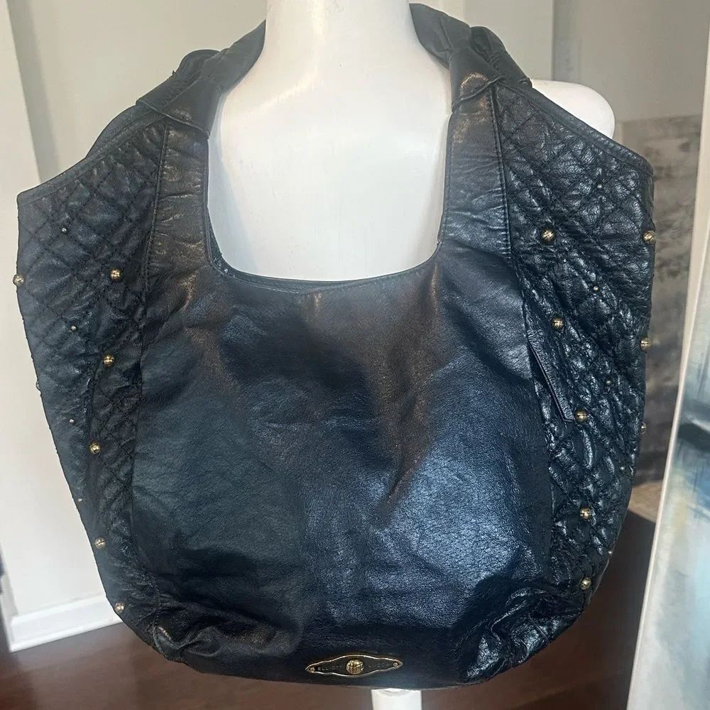 Elliott Luca Large Leather Studded Hobo Bag